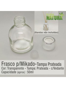 Frasco p/Ambientador Mikado - Tampa Prateada - 50ml