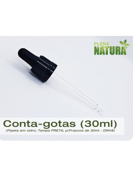 Pipeta conta-gotas, em Vidro - Preta - p/frasco de 30ml (DIN18)