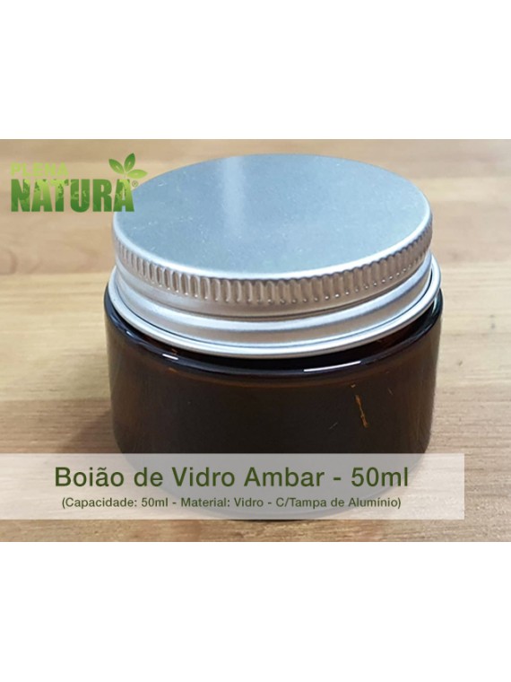 Boião - Vidro Ambar - 50 ml (c/tampa de Alumínio)