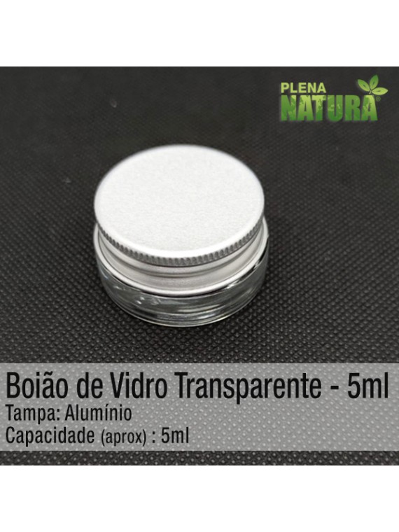 Boião - Vidro Transparente - 5 ml (c/tampa de Alumínio)