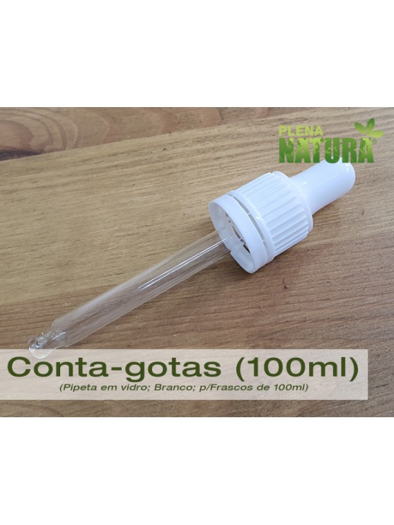 Pipeta conta-gotas, em Vidro - Branca - p/frasco de 100ml (DIN18)