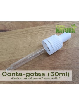 Pipeta conta-gotas, em Vidro - Branca - p/frasco de 50ml (DIN18)