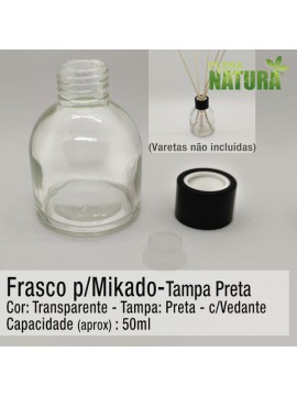 Frasco p/Ambientador Mikado - Tampa Preta - 50ml