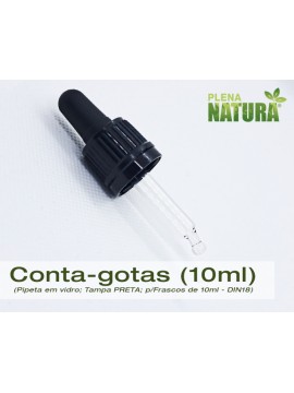 Pipeta conta-gotas, em Vidro - Preta - p/frasco de 10ml (DIN18)