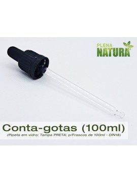 Pipeta conta-gotas, em Vidro - Preta - p/frasco de 100ml (DIN18)