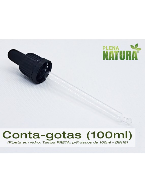 Pipeta conta-gotas, em Vidro - Preta - p/frasco de 100ml (DIN18)