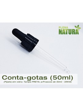 Pipeta conta-gotas, em Vidro - Preta - p/frasco de 50ml (DIN18)