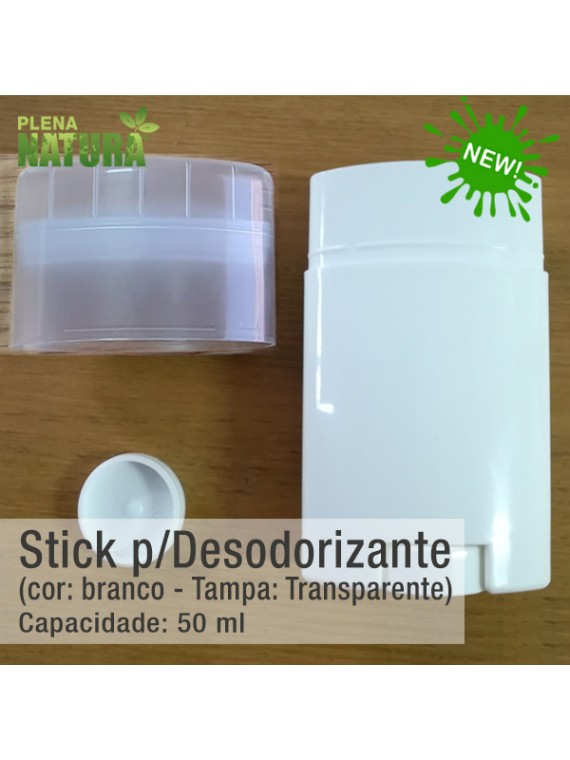 Stick para Desodorizante - 50 ml - Branco - Tampa Transparente