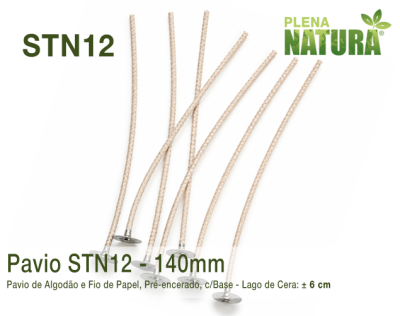 Pavio STN12 140mm - de Algodão e Fio de Papel - Encerado c/Base