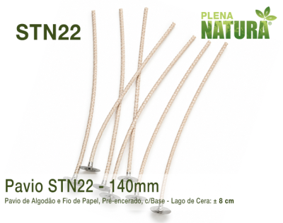 Pavio STN22 140mm - de Algodão e Fio de Papel - Encerado c/Base