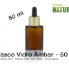 Frasco de Vidro Ambar, c/Tampa Conta-gotas em Aluminio Dourado - 50ml